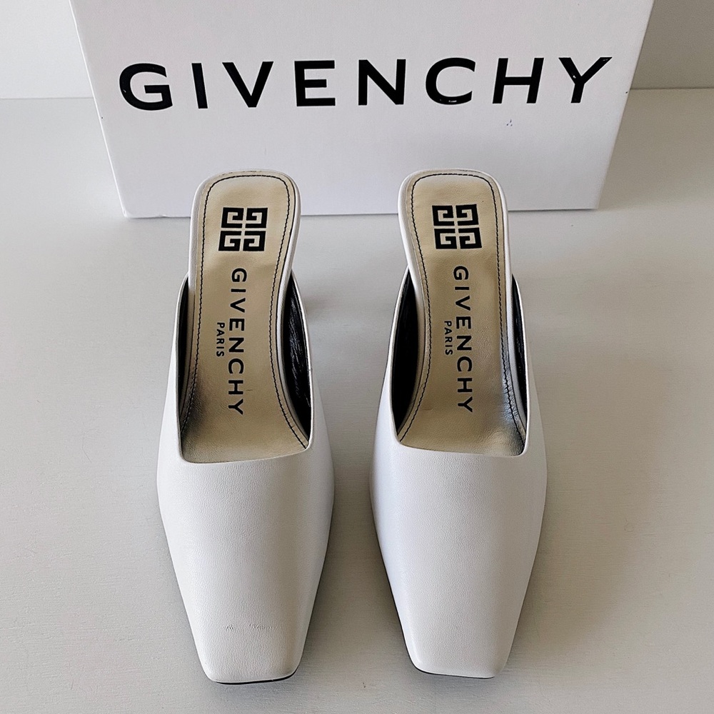 ✨New GIVENCHY Look Book Leather Heel Mules Size 38 - Picture 3 of 13
